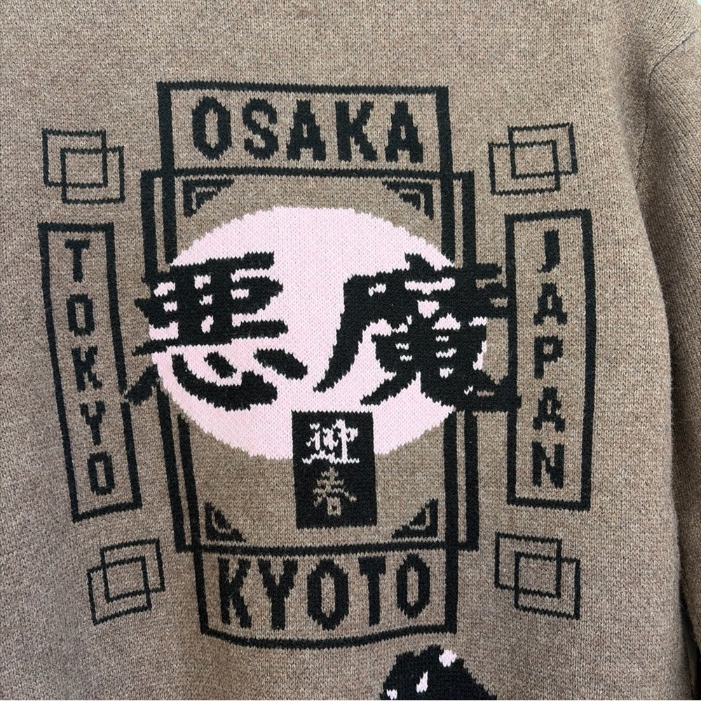 RGSTR Humanity Sweater Men's Medium Brown Cherry Blossom Japan Knit Pullover NWT - Picture 4 of 11
